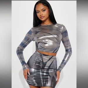 Fashion Nova “in the mood metallic cropped top”